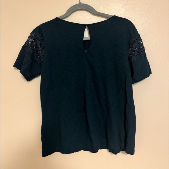 H&M Dark Green Lace Short Sleeve Shirt size Small - Picture 2 of 4